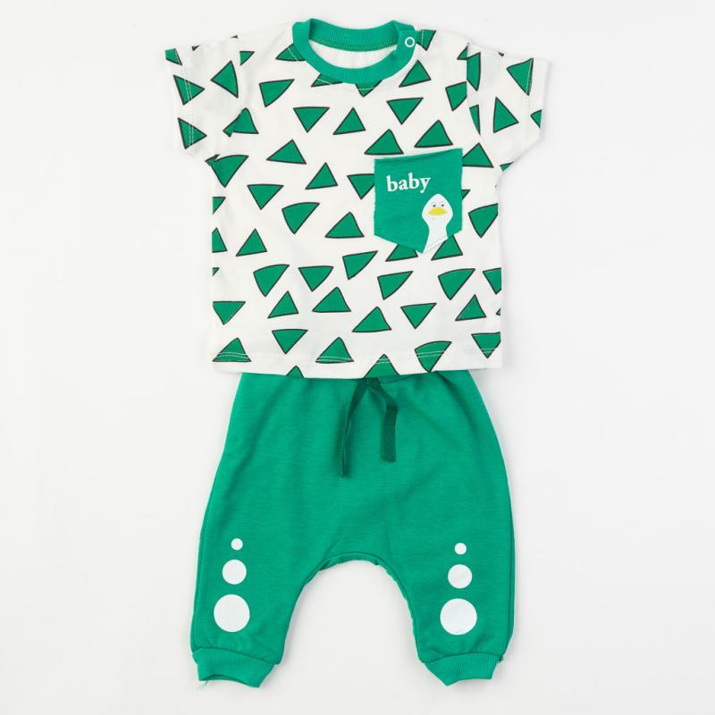 Бебешки комплект  момче Baby Duck тениска и панталонки Зелен