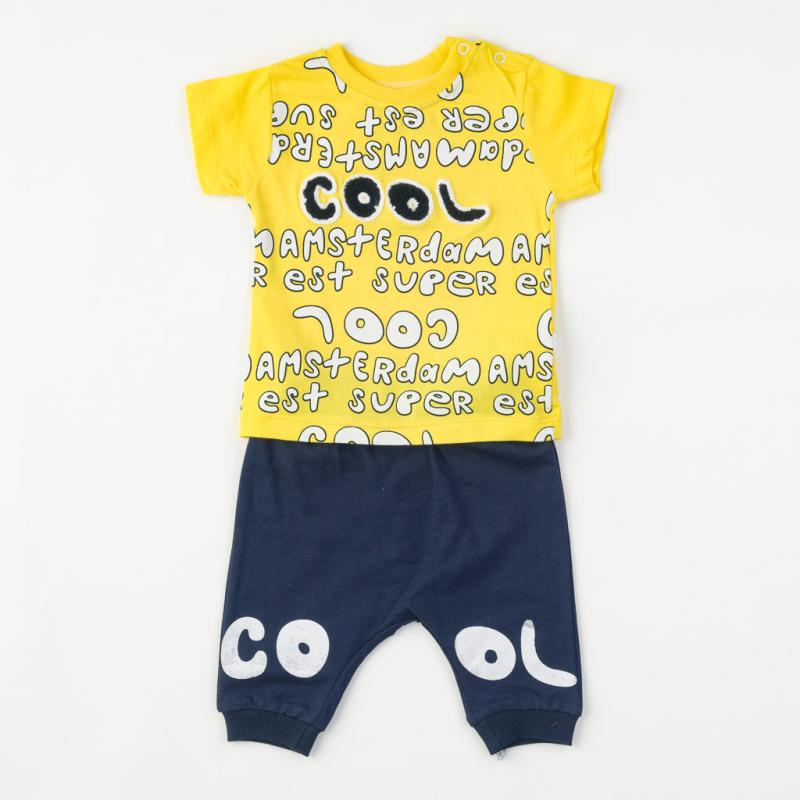 Бебешки комплект  момче Cool тениска и панталонки Жълт