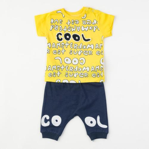 Бебешки комплект за момче Cool тениска и панталонки Жълт