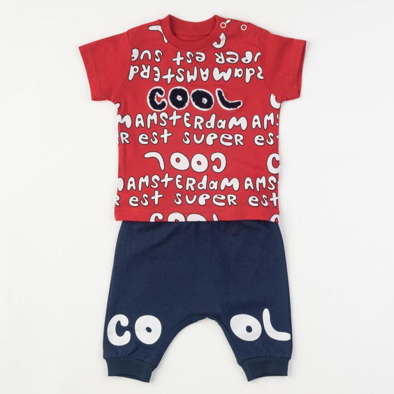 Бебешки комплект  момче Cool тениска и панталонки Червен