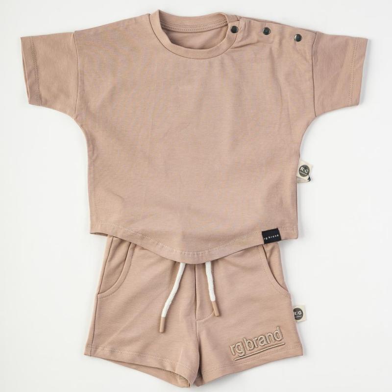 Childrens clothing set For a boy t-shirt and shorts  RG  2 parts  -  Beige