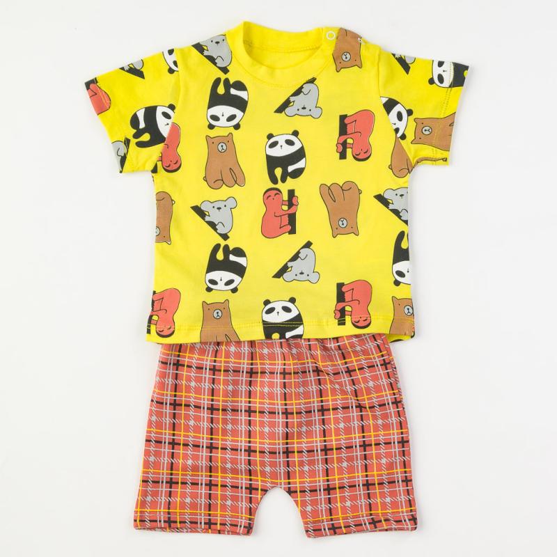 Бебешки комплект  момче Animals тениска и къси панталонки Жълт