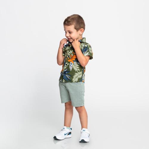Детски комплект за момче риза и къси панталонки Sari Elma Зелен