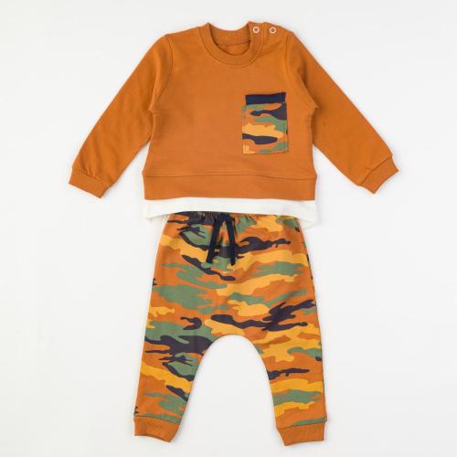 Бебешки комплект за момче Army Baby блуза и анцунг Кафяв