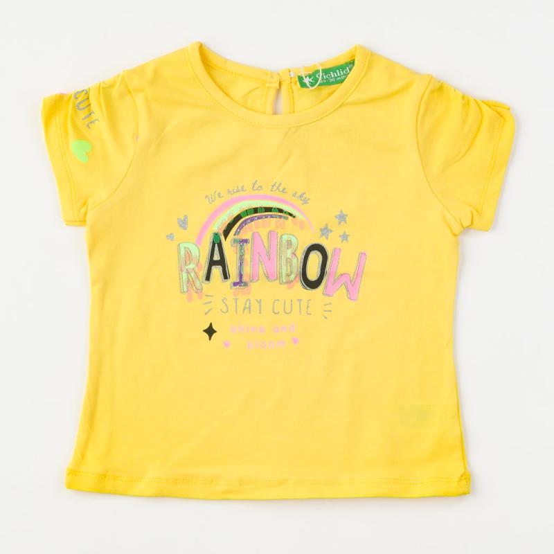 Детска тениска  момиче Rainbow Cichlid Жълта