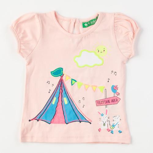 Детска тениска за момиче Festival area Cichlid Розова