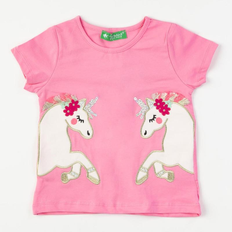 Childrens t-shirt For a girl  Unicorns   Cichlid  Pink