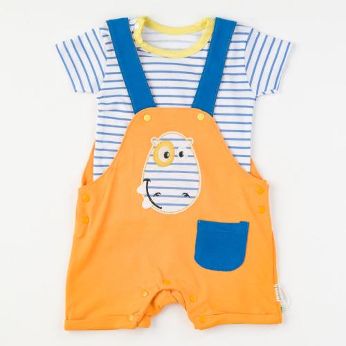 Бебешки комплект гащеризон с тениска за момче Bebezade Оранжев