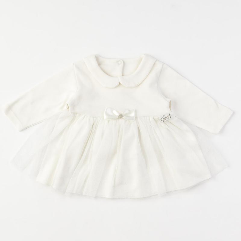 Бебешка рокля с дълъг ръкав Tafyy White Бяло