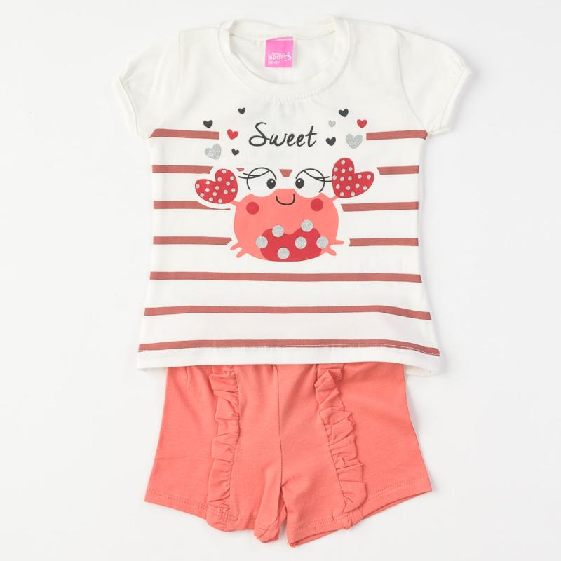 Baby set t-shirt and shorts For a girl  Sweet  Peach