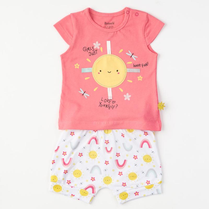 Baby set t-shirt and shorts  Miniworld Just have fun  Pink