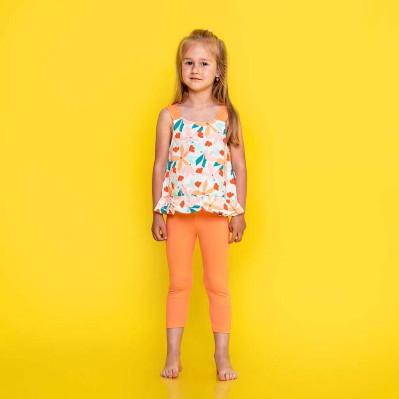 Childrens clothing set tank top and leggings  Miniworld   Flowers  Orange