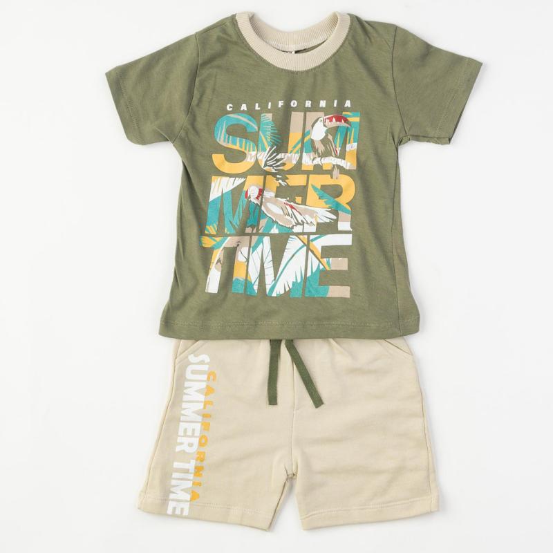 Детски комплект  момче тениска и къси панталонки Summertime Зелен