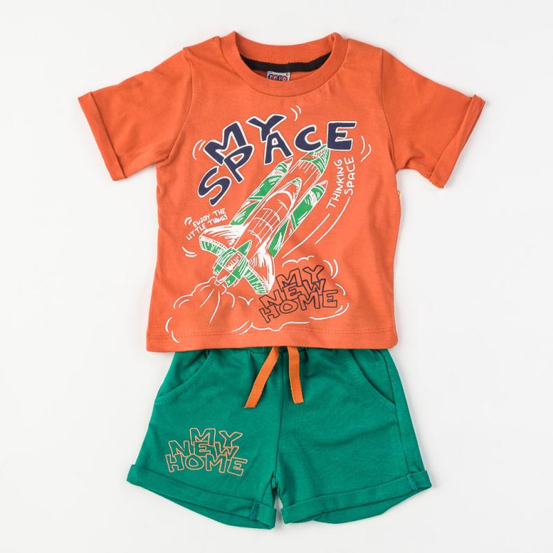 Βρεφικά σετ ρούχων Για Αγόρι κοντο μανικι και κοντο παντελονι  My space  Πορτοκαλη