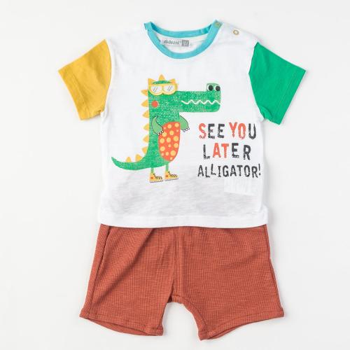 Βρεφικά σετ ρούχων Για Αγόρι κοντο μανικι και κοντο παντελονι  Bebessi Alligator