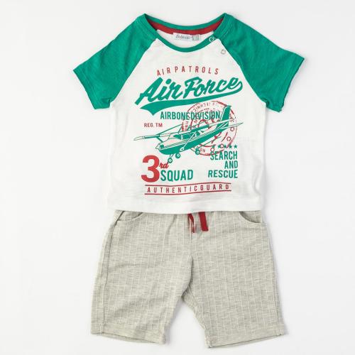 Детски комплект за момче тениска и къси панталонки Bebessi Air patrol
