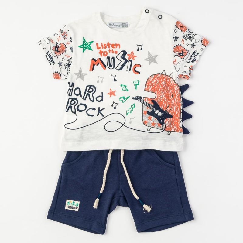 Baby set For a boy t-shirt and shorts  Bebessi Listen to the music  White