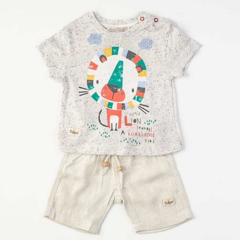 Бебешки комплект  момче тениска и къси панталонки Bebessi Little lion
