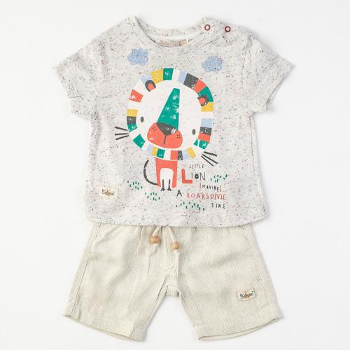 Бебешки комплект за момче тениска и къси панталонки Bebessi Little lion