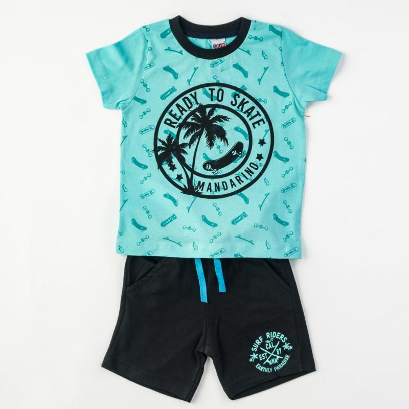 Childrens clothing set For a boy  Ready to skate  t-shirt and shorts Blue