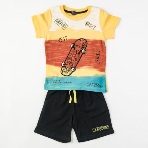 Детски комплект за момче Big city тениска и къси панталонки Жълт