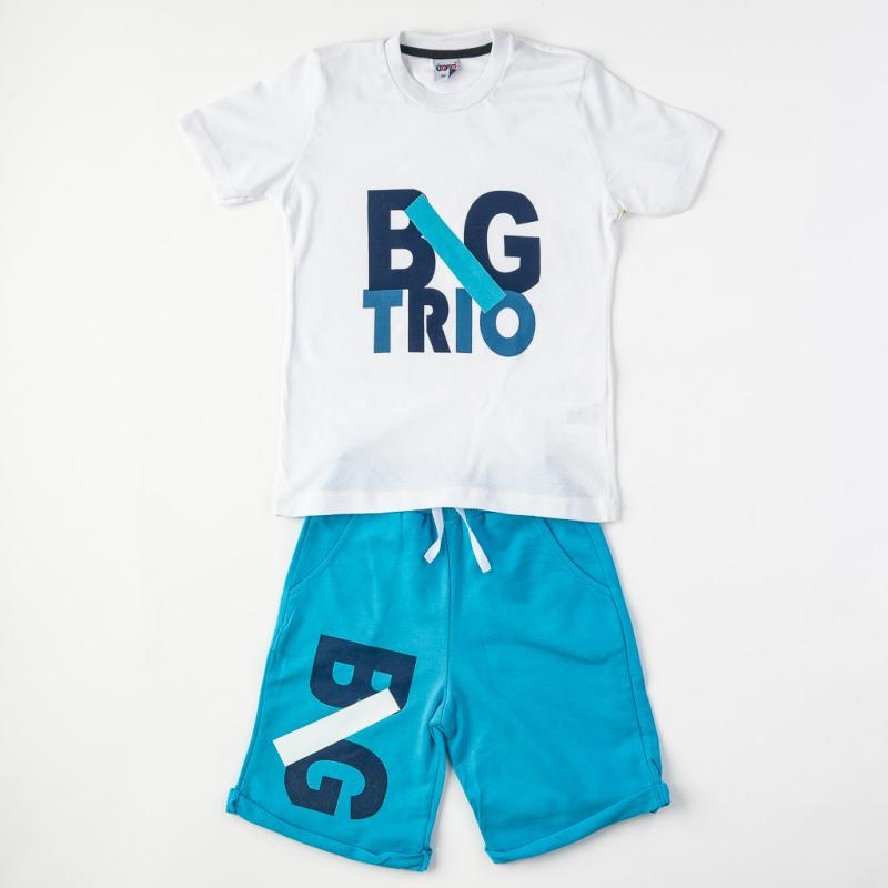 Set pentru copii Pentru băiat  BIG TRIO  tricou şi pantaloni scurţi Alb