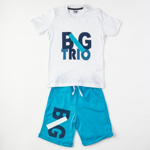Детски комплект за момче BIG TRIO тениска и къси панталонки Бял