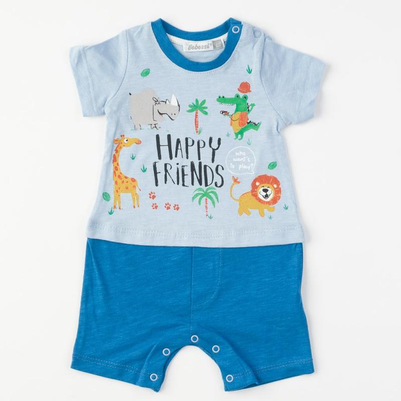 Baby overalls with short sleeves For a boy  Bebessi Happy friends