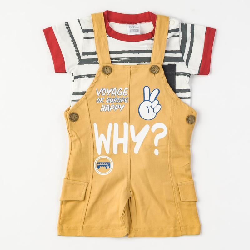 Baby set For a boy T-shirt and Boiler suit  Voyage  Mustard