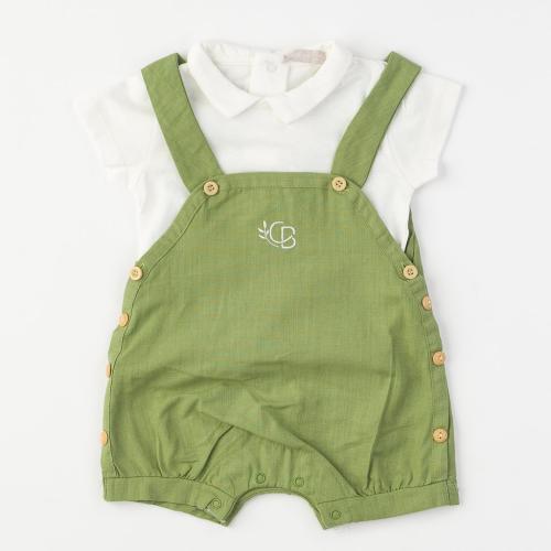 Бебешки комплект за момче тениска и гащеризон Green Boy Зелен