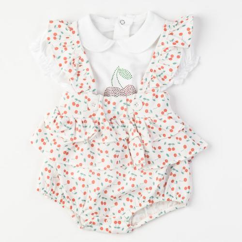 Бебешки комплект с тениска Cherry baby Бял