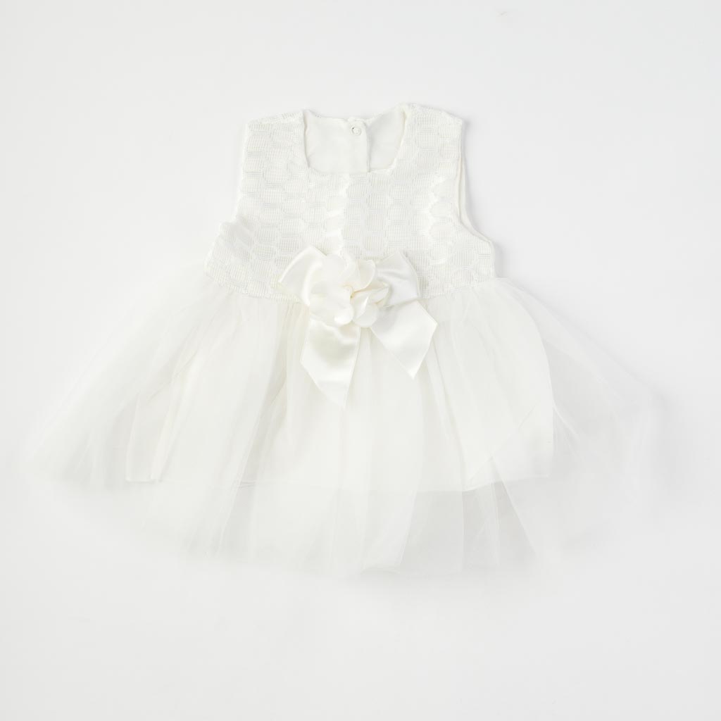 Бебешка рокля с тюл лента за коса и ръкавички Tafyy White princess Бяла