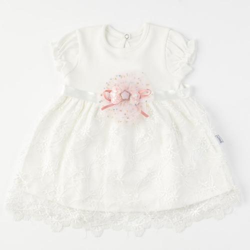 Бебешка рокля с дантела Beauty Бяла
