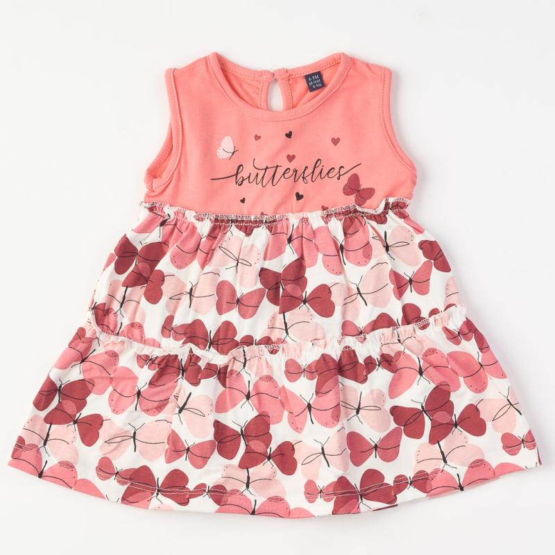 Βρεφικο φορεμα аπό τρικο  Miniworld Butterflies  Ροζε