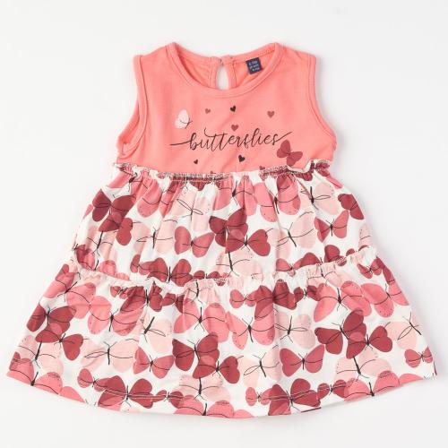 Бебешка рокля от трико Miniworld Butterflies Розова