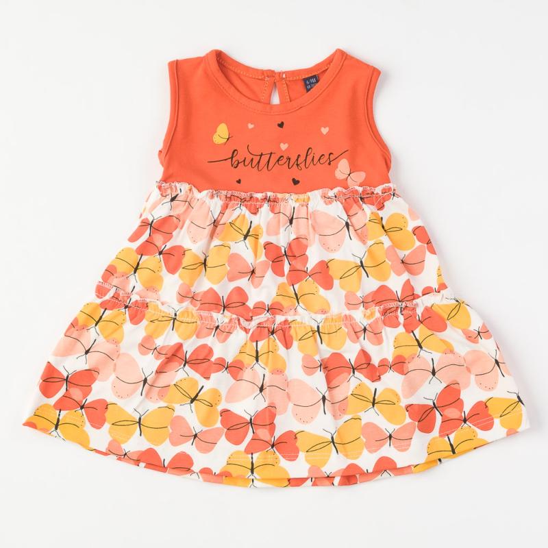 Бебешка рокля от трико Miniworld Butterflies Оранжева