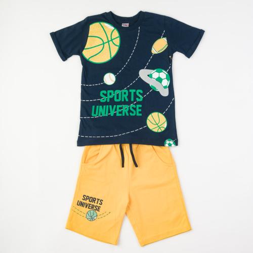 Детски комплект за момче Sports тениска и къси панталонки Тъмносин
