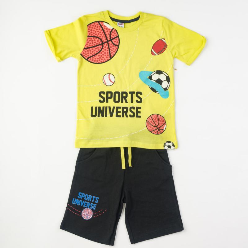 Детски комплект  момче Sports тениска и къси панталонки Жълт