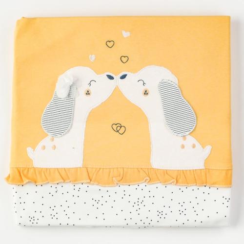 Бебешка пелена одеялце 90x80. за момиче Gaye Puppy Жълта
