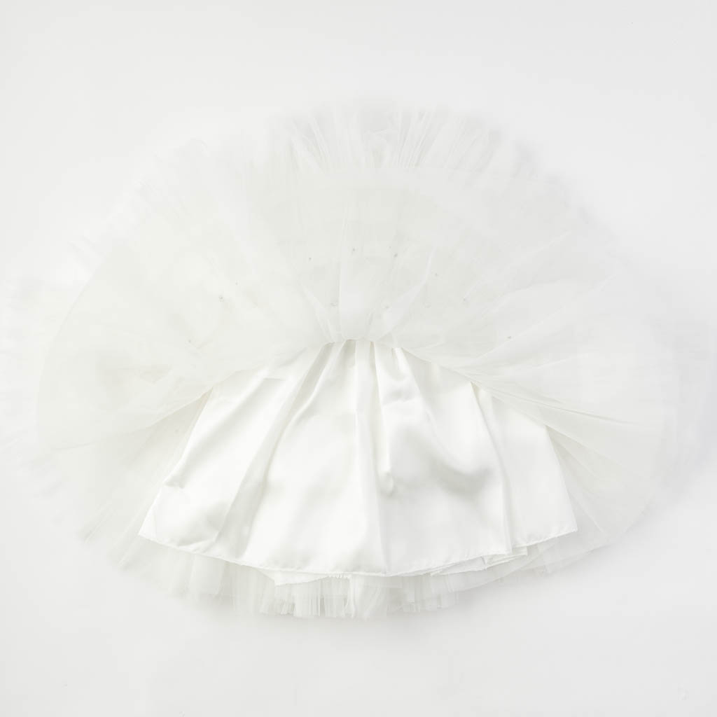 Παιδικο επισημο φορεμα με τουλι περλες με διαμαντακια  Ayisig Beauty  ασπρα