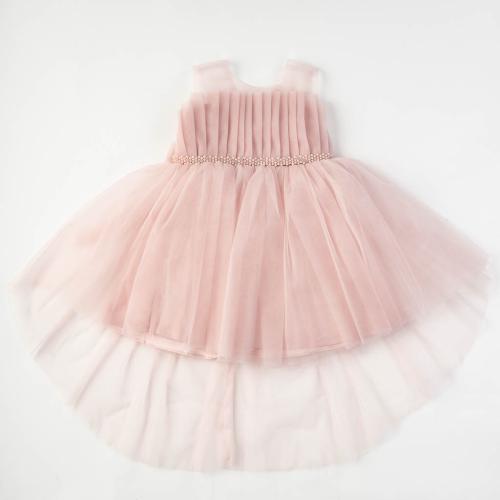 Παιδικο επισημο φορεμα με τουλι και πετραδακια Ροζε