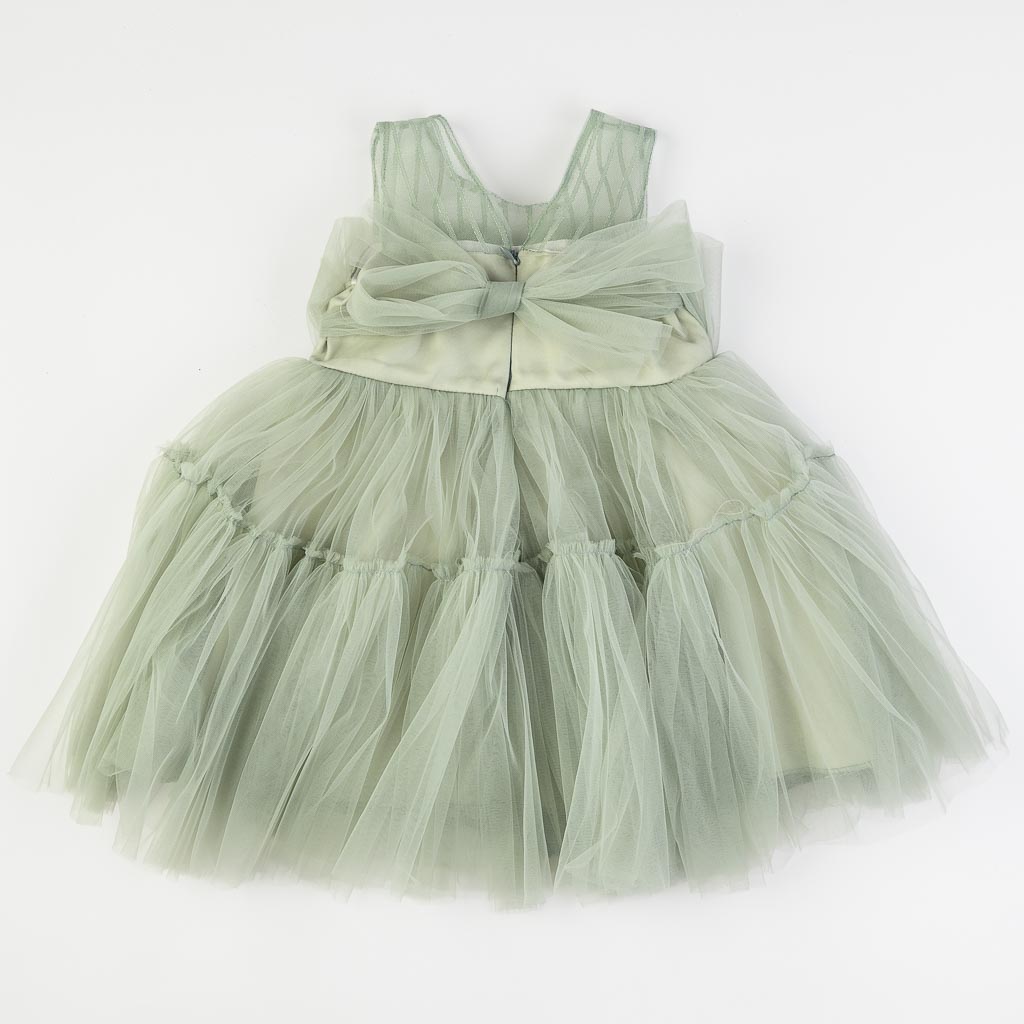 Παιδικο επισημο φορεμα με τουλι  Green Lady  Πρασινα