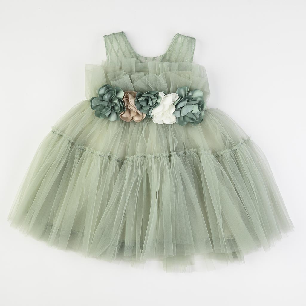 Childrens formal dress with tulle  Green Lady  Green