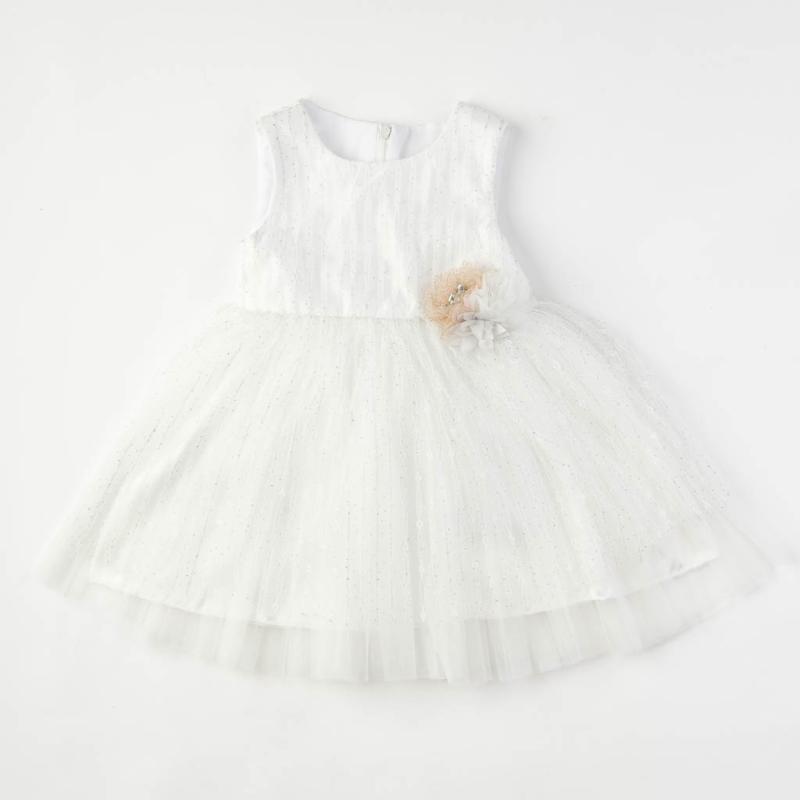Childrens formal dress with tulle with brocade  White Lady  White