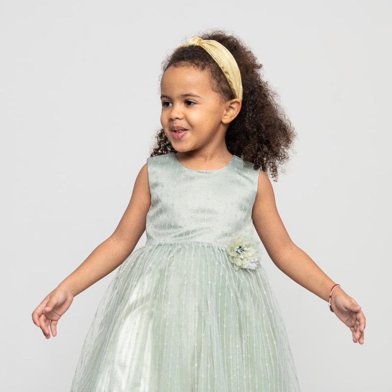 Childrens formal dress with tulle with brocade  Green Lady  Green