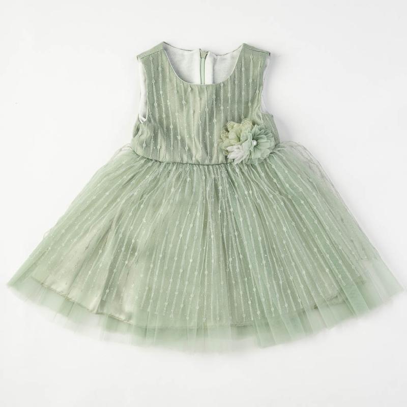 Παιδικο επισημο φορεμα με τουλι με μπροκατ  Green Lady  Πρασινα