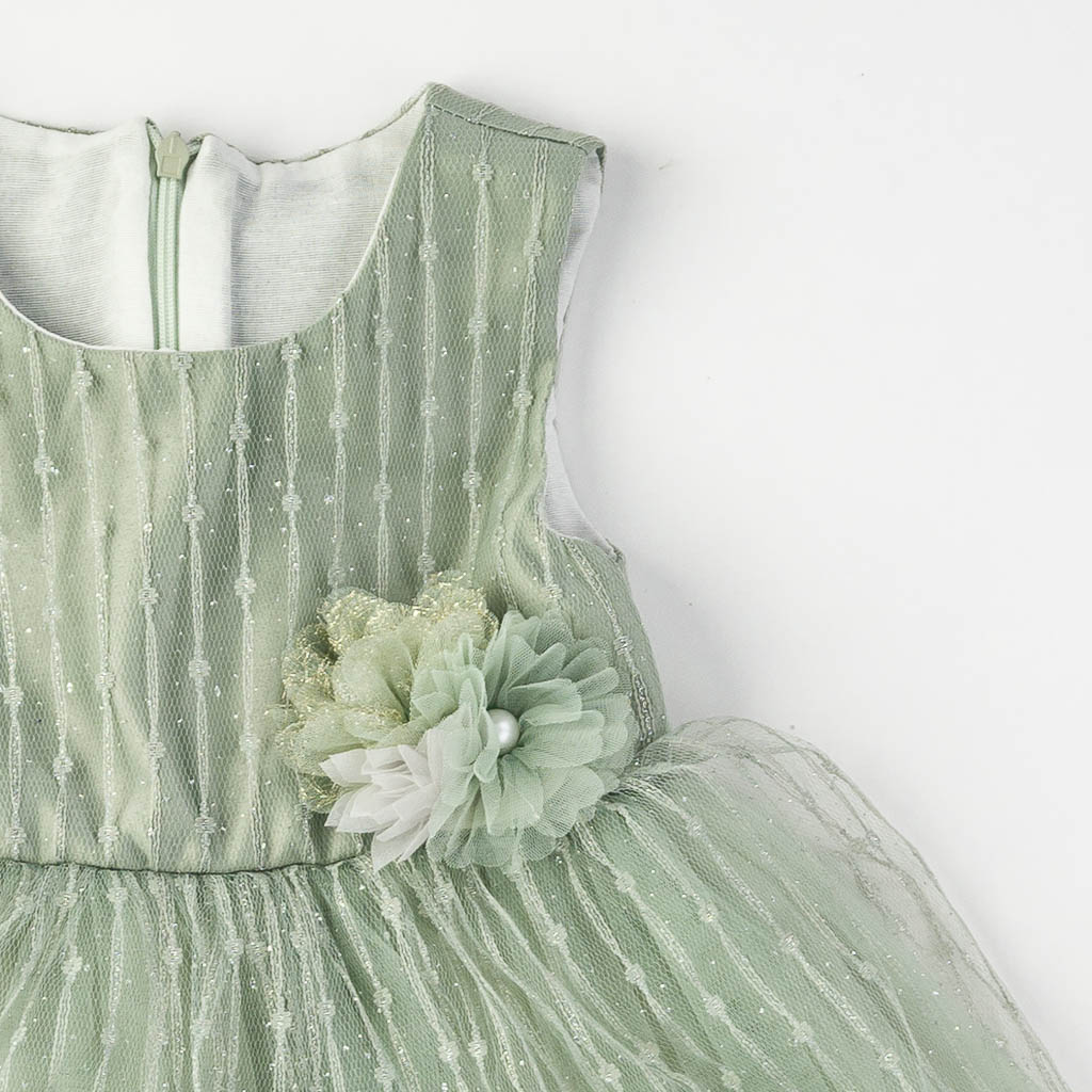 Παιδικο επισημο φορεμα με τουλι  с брокат   Green Lady  Πρασινα