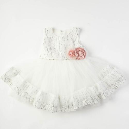 Бебешка официална рокля с тюл White Baby бяла