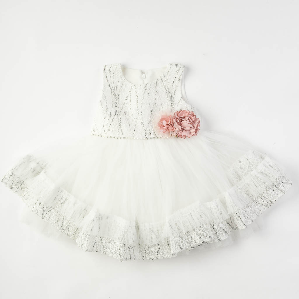 Βρεφικο επισημο φορεμα με τουλι  White Baby  ασπρα