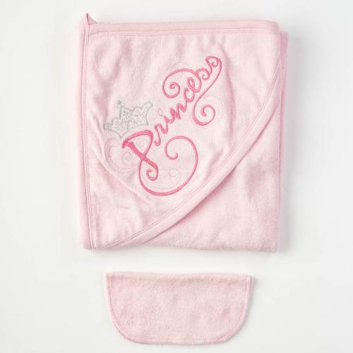Βρεφικη πετσετα για κοριτσι  85x85   Princess  Ροζε